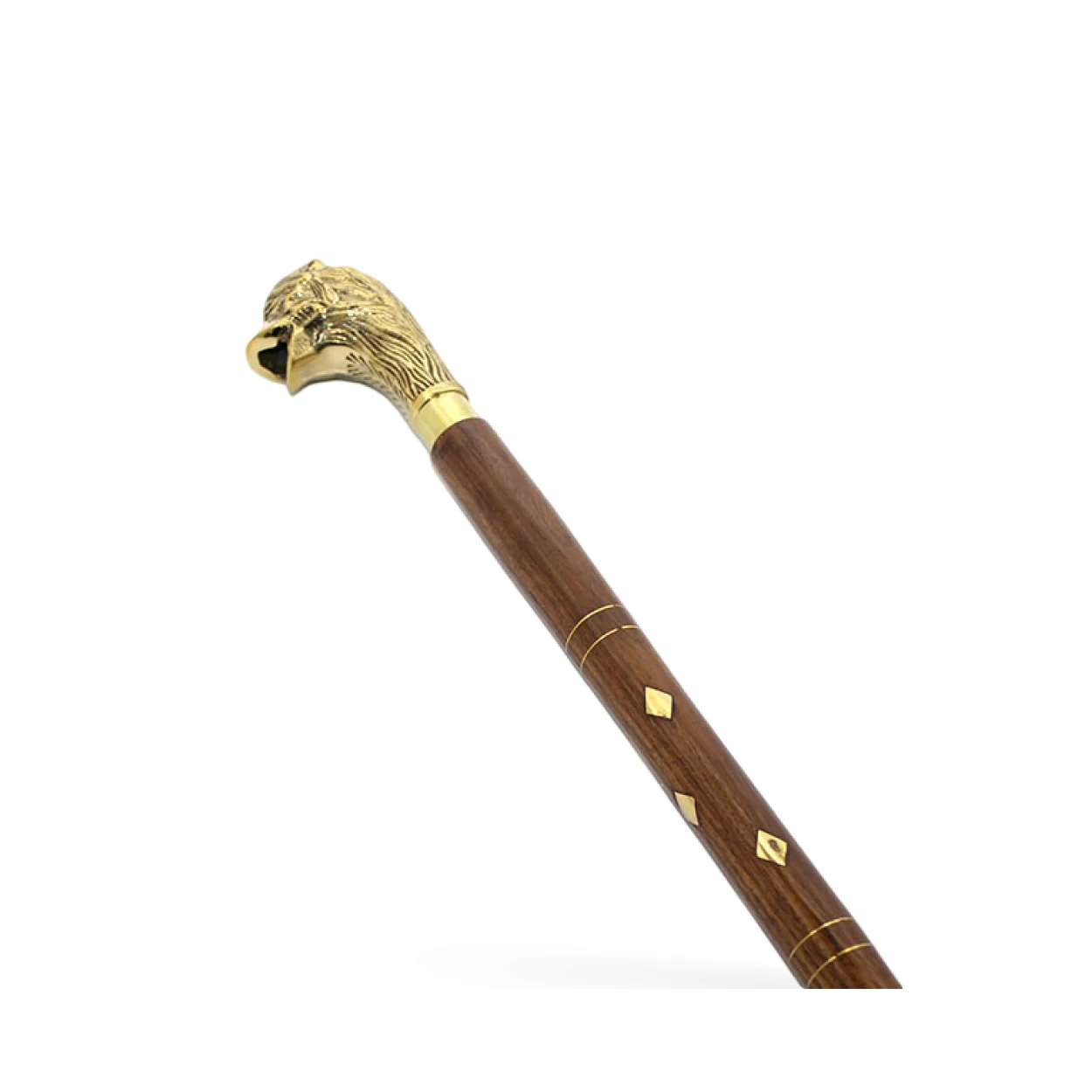 El Yapımı Pirinç Aslan Büstü Saplı Lüks Ahşap Baston - Koleksiyonluk Şıklık El Yapımı Pirinç Aslan Büstü Saplı Lüks Ahşap Baston - Koleksiyonluk Şıklık