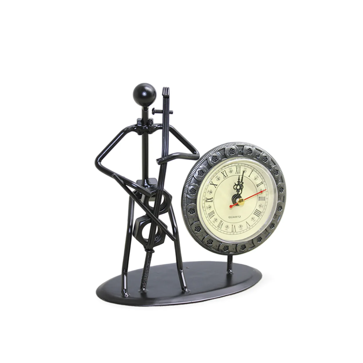 Şık Metal Saatli Keman Çalan Müzisyen Dekoratif Biblo Masaüstü Ev Ofis Aksesuarı Şık Metal Saatli Keman Çalan Müzisyen Dekoratif Biblo Masaüstü Ev Ofis Aksesuarı
