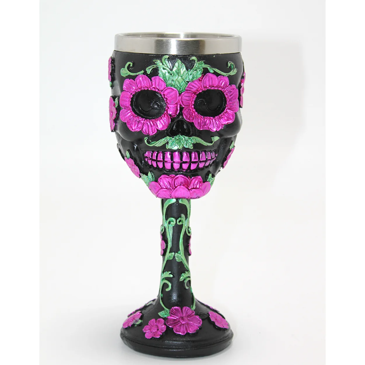 Day Of The Dead Şeker Kurukafa Temalı Pembe Çiçekli 3D Çelik Kadeh Bardak – Eşsiz Dekoratif Kupa Day Of The Dead Şeker Kurukafa Temalı Pembe Çiçekli 3D Çelik Kadeh Bardak – Eşsiz Dekoratif Kupa
