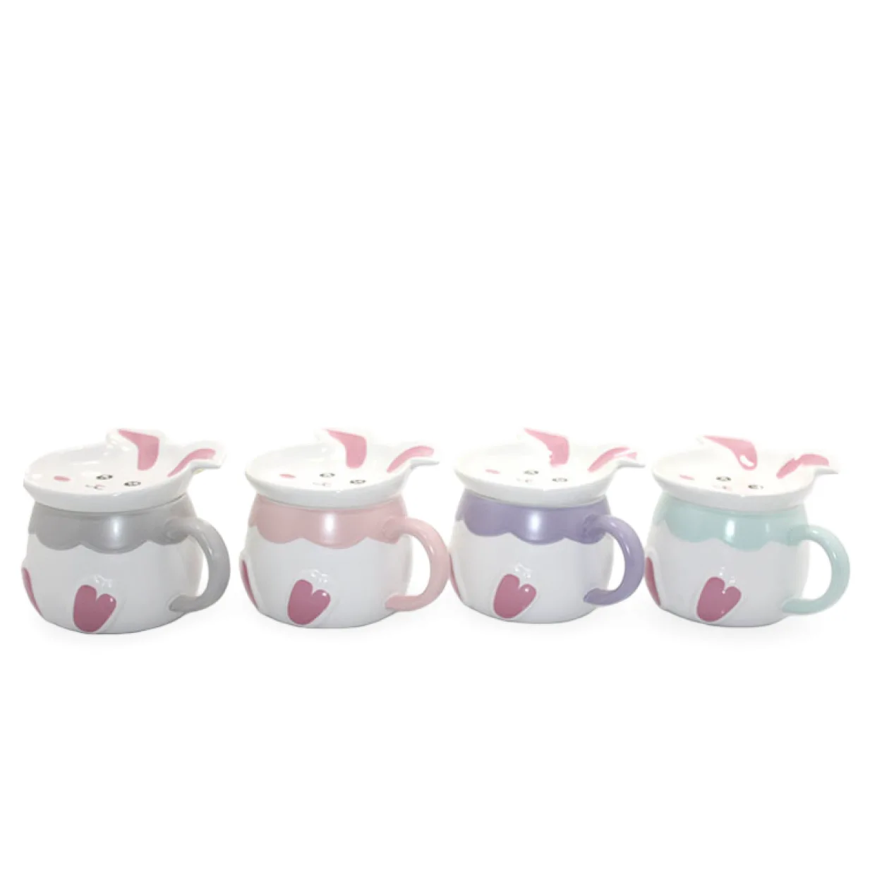 Sevimli Tavşan Kulaklı Kapaklı Porselen Kupa Bardak – Pastel Renk Seçenekli Kahve ve Çay Bardağı Sevimli Tavşan Kulaklı Kapaklı Porselen Kupa Bardak – Pastel Renk Seçenekli Kahve ve Çay Bardağı