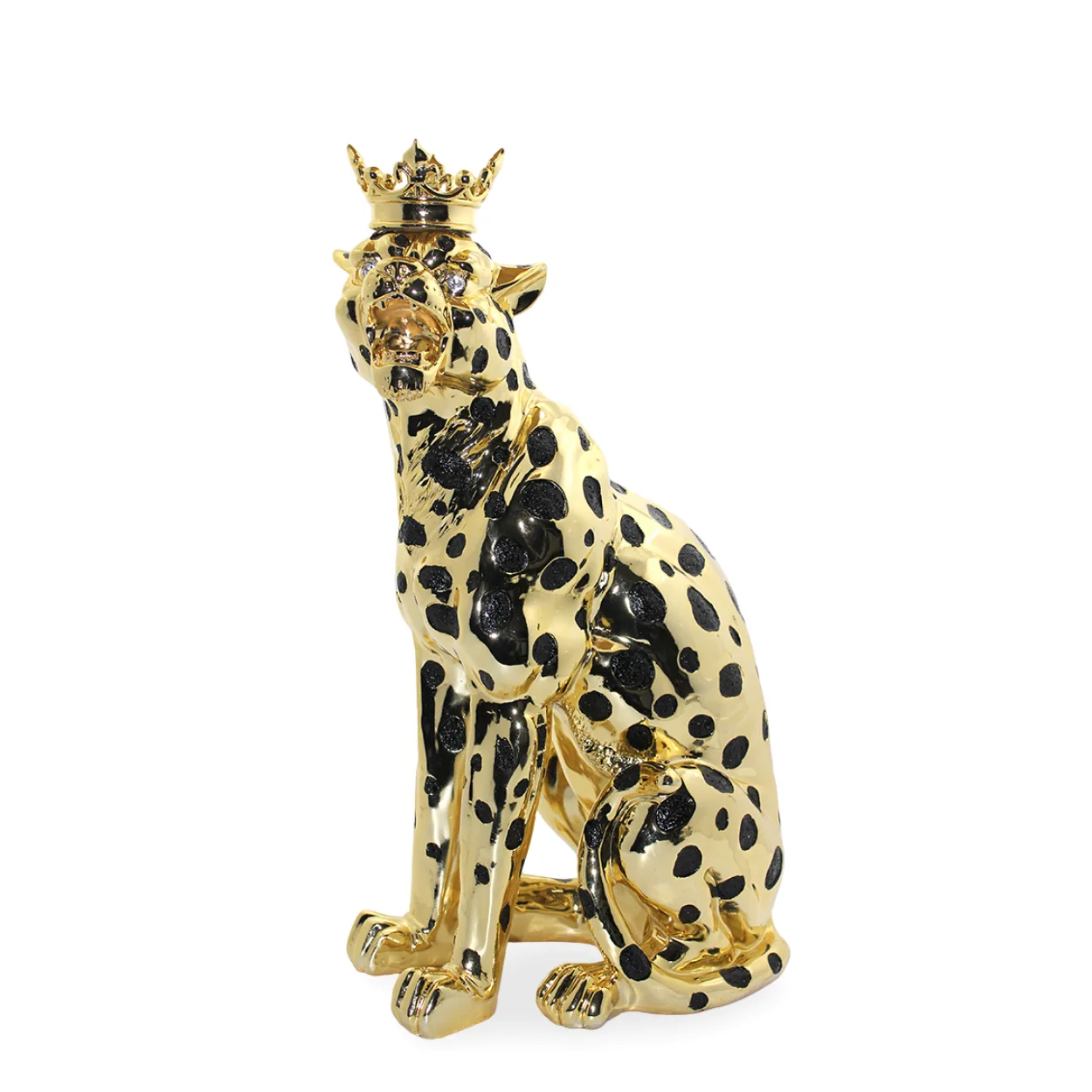 Göz Kamaştıran Altın Rengi Taclı Jaguar Biblo | Lüks Polyester Ev Dekorasyon Figürü Göz Kamaştıran Altın Rengi Taclı Jaguar Biblo | Lüks Polyester Ev Dekorasyon Figürü