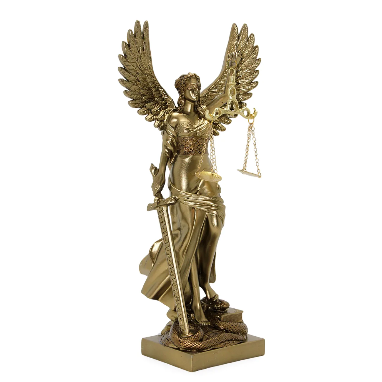 Zarif Kanatlı Adalet Biblosu: Hukukun Sembolü Themis Figürü - Altın Renk Dekoratif Ofis Masa Üstü Biblosu Zarif Kanatlı Adalet Biblosu: Hukukun Sembolü Themis Figürü - Altın Renk Dekoratif Ofis Masa Üstü Biblosu