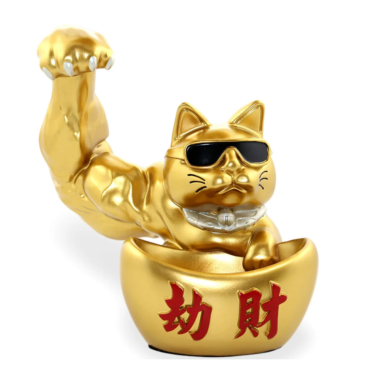 Lüks Altın Renkli Kaslı Havalı Gözlüklü Şanslı Kedi Figürü Biblo - Zenginlik Bereket Dekorasyon Lüks Altın Renkli Kaslı Havalı Gözlüklü Şanslı Kedi Figürü Biblo - Zenginlik Bereket Dekorasyon