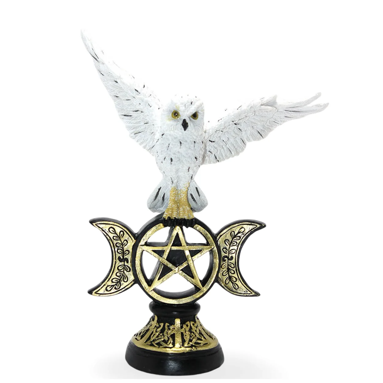Mistik Üçlü Ay Pentagramlı Kanatlı Beyaz Baykuş Biblosu Ev Ofis Dekorasyonu Mistik Üçlü Ay Pentagramlı Kanatlı Beyaz Baykuş Biblosu Ev Ofis Dekorasyonu
