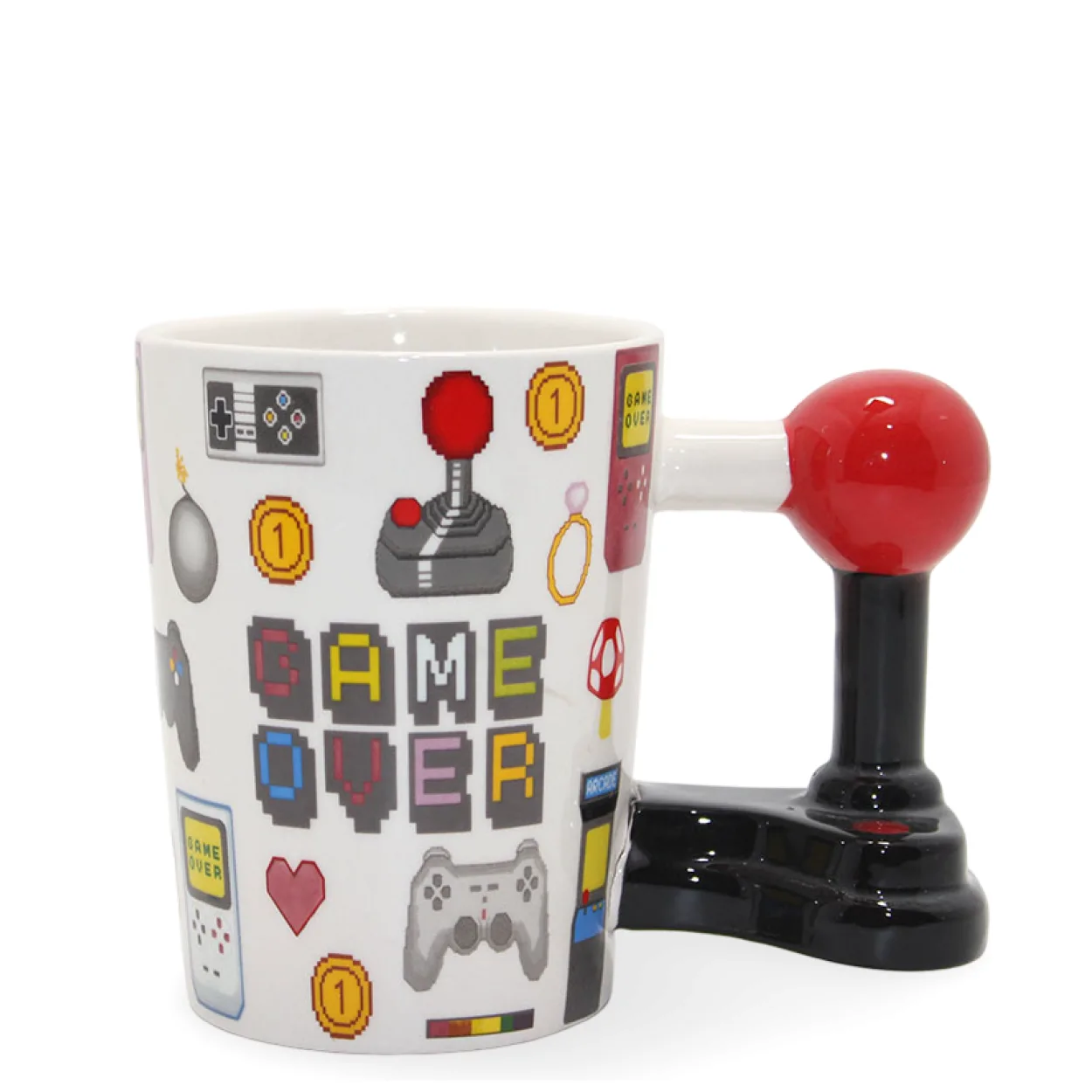 Retro Oyun Temalı Porselen Game Over Kupa Bardak - Joystick Saplı Oyuncu Mugu Retro Oyun Temalı Porselen Game Over Kupa Bardak - Joystick Saplı Oyuncu Mugu