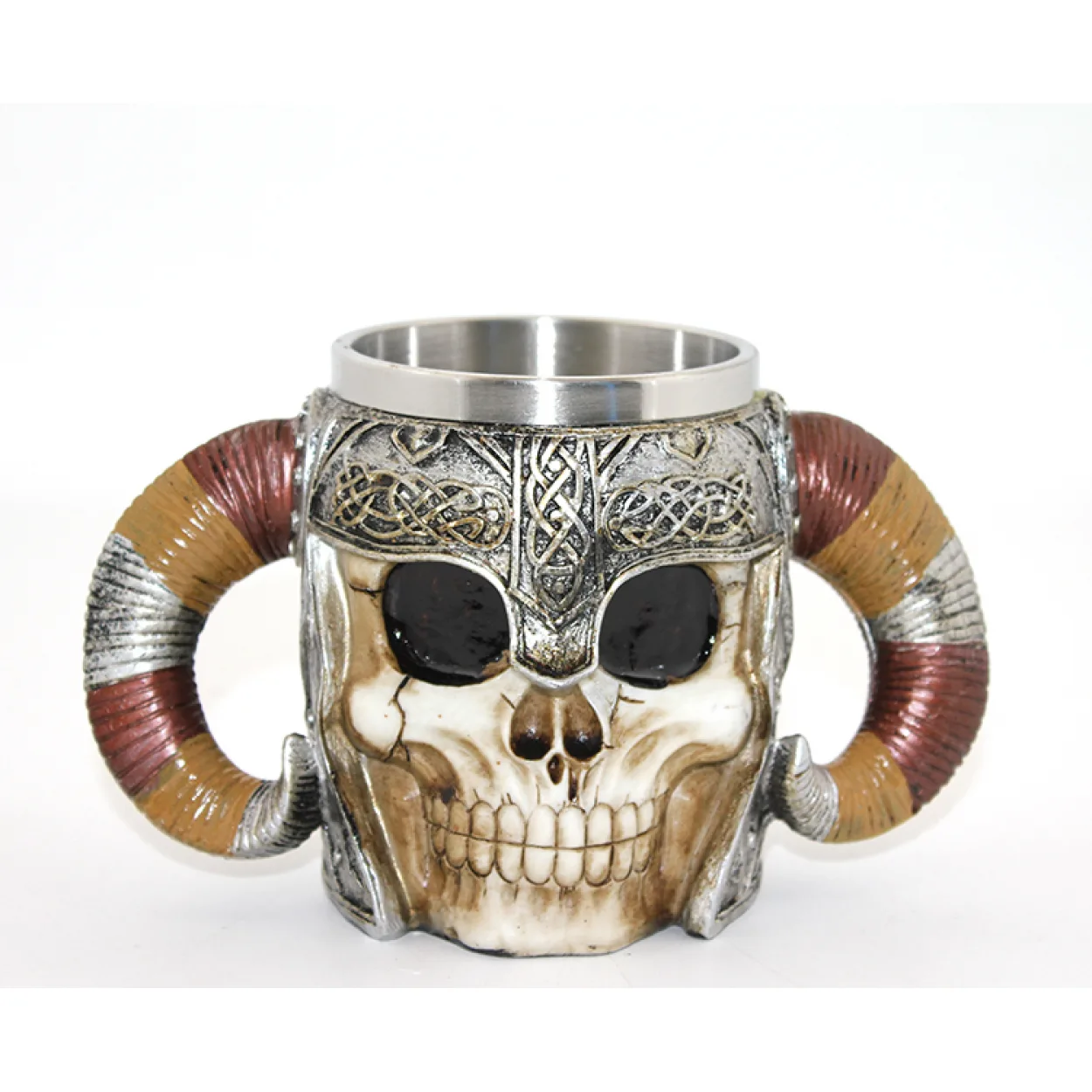 Gotik Viking Temalı Paslanmaz Çelik Kurukafa Kupa Bardak – İki Boynuzlu Şık Tasarım Gotik Viking Temalı Paslanmaz Çelik Kurukafa Kupa Bardak – İki Boynuzlu Şık Tasarım