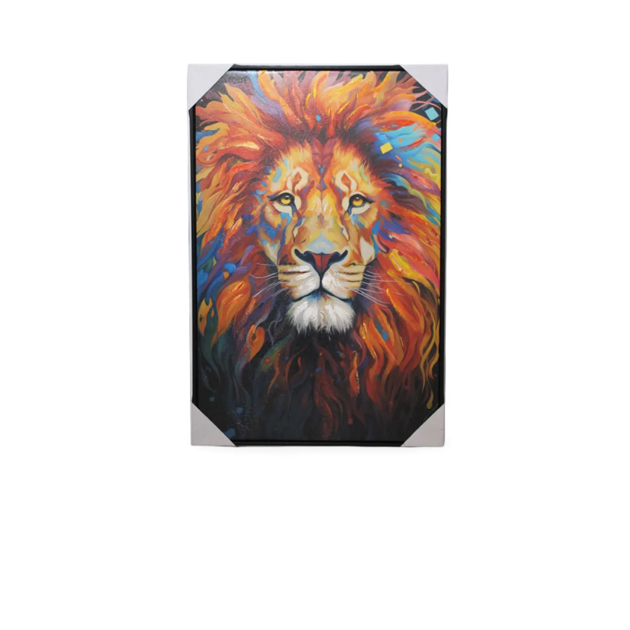 Canlı Renkli Aslan Figürlü Modern Yağlı Boya Duvar Tablosu Pano 90x60 cm Canlı Renkli Aslan Figürlü Modern Yağlı Boya Duvar Tablosu Pano 90x60 cm