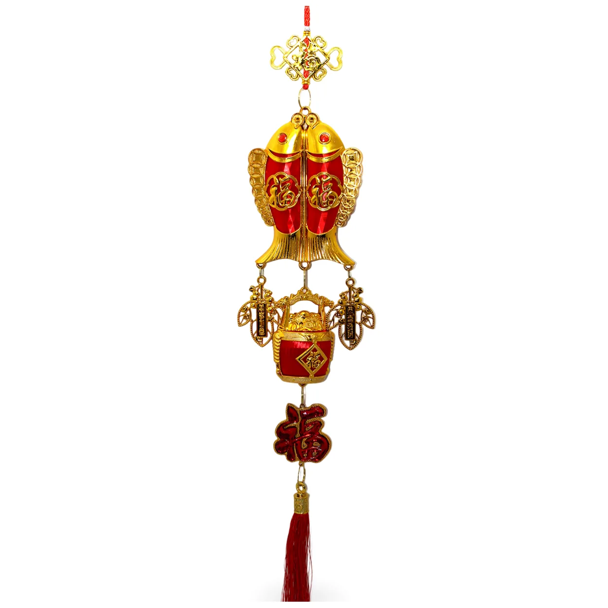 Çin Yeni Yılı Şans ve Bereket Getiren Altın Balık Figürlü Askılık | Fu Sembolü Dekorasyon Çin Yeni Yılı Şans ve Bereket Getiren Altın Balık Figürlü Askılık | Fu Sembolü Dekorasyon