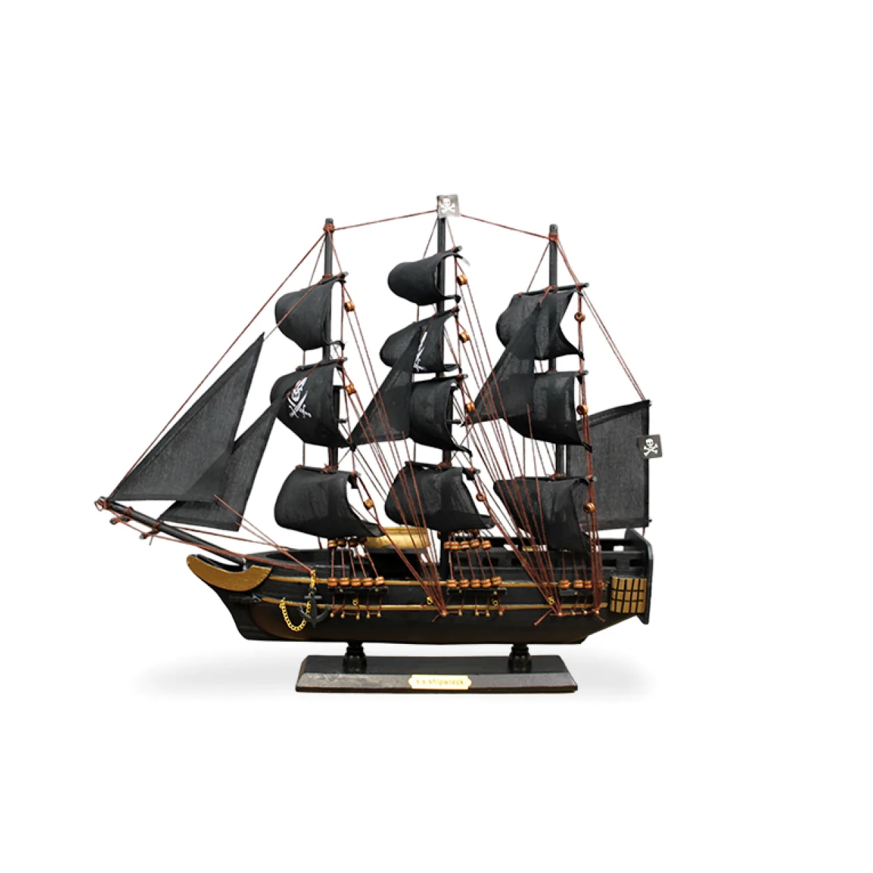 El Yapımı Ahşap Korsan Gemisi Maketi: Detaylı Siyah Yelkenli Deniz Dekorasyonu Biblo El Yapımı Ahşap Korsan Gemisi Maketi: Detaylı Siyah Yelkenli Deniz Dekorasyonu Biblo