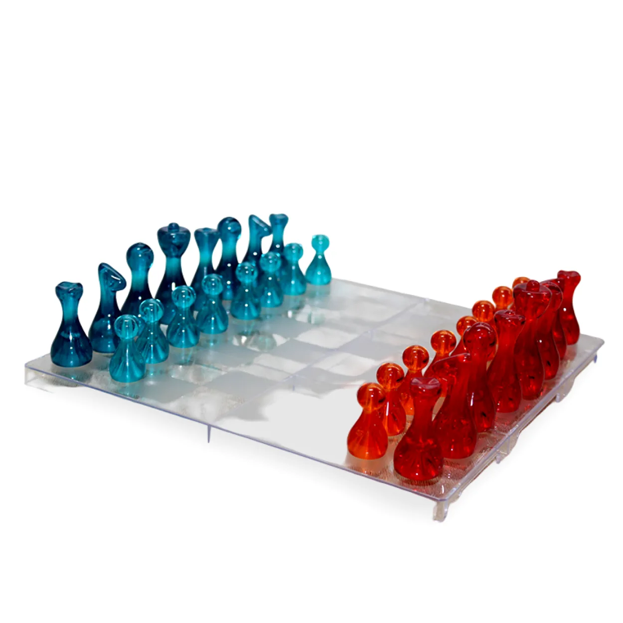 Modern Şeffaf Akrilik Satranç Takımı: Estetik Mavi ve Kırmızı Taşlarla Dekoratif Oyun Seti Modern Şeffaf Akrilik Satranç Takımı: Estetik Mavi ve Kırmızı Taşlarla Dekoratif Oyun Seti