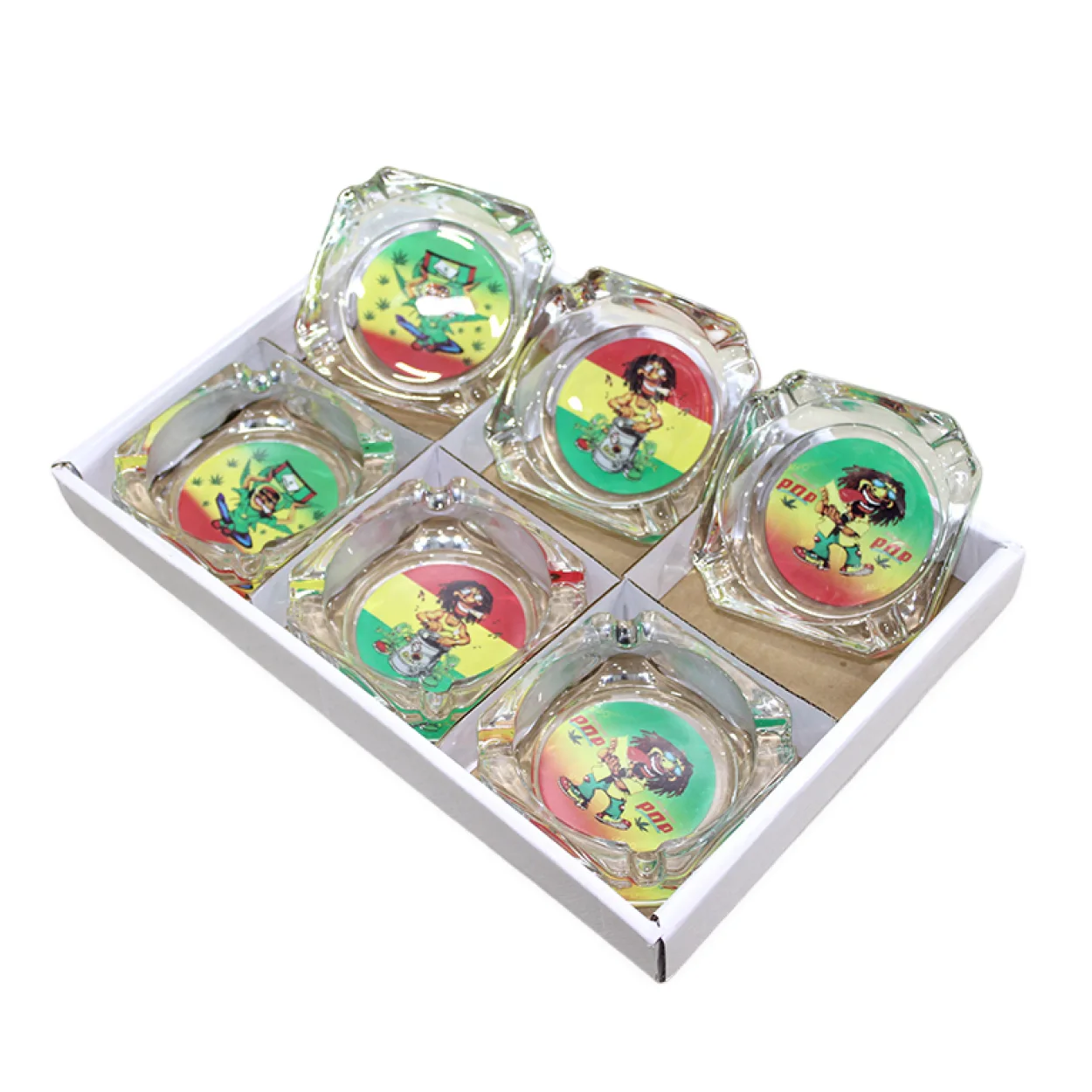 Rasta Temalı Canlı Renkli Karakter Tasarımlı Kare Cam Küllük Dekoratif Hediye Rasta Temalı Canlı Renkli Karakter Tasarımlı Kare Cam Küllük Dekoratif Hediye