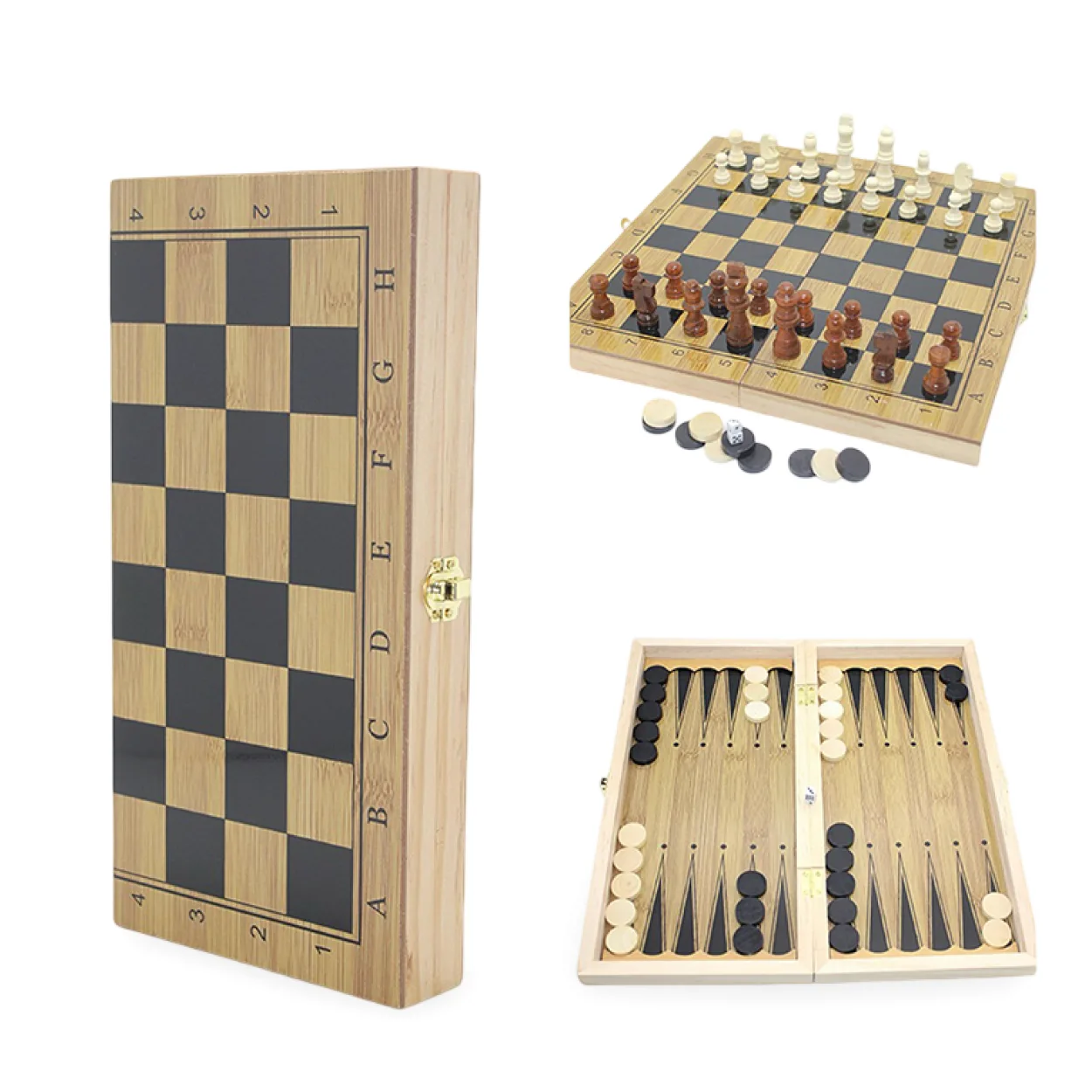 Lüks Ahşap Katlanabilir Satranç ve Tavla Seti | İkili Oyun Keyfi İçin Portatif Tasarım Lüks Ahşap Katlanabilir Satranç ve Tavla Seti | İkili Oyun Keyfi İçin Portatif Tasarım
