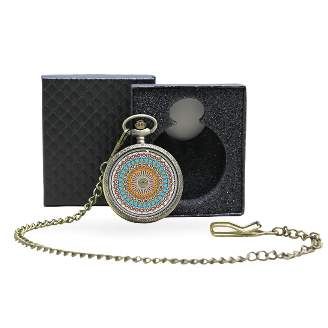 Özel Hediye Kutulu Antik Mandala Desenli Köstekli Saat – Şık ve Otantik Cep Saati Özel Hediye Kutulu Antik Mandala Desenli Köstekli Saat – Şık ve Otantik Cep Saati