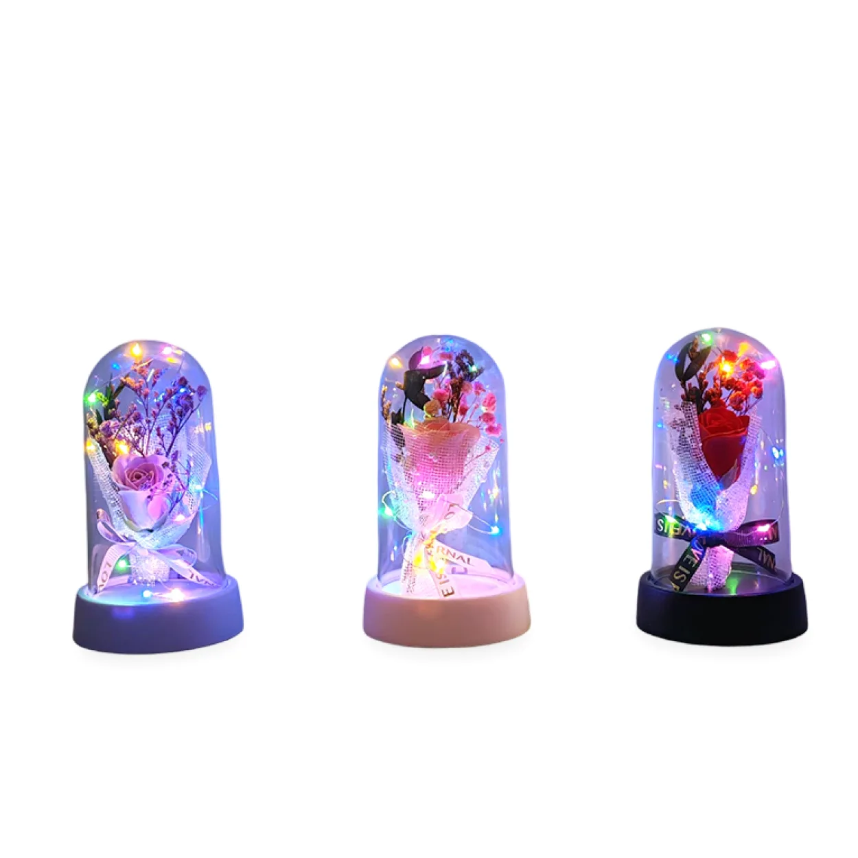 Romantik LED Işıklı Müzikli Cam Fanus İçinde Solmayan Gül Buketi - Özel Anlar İçin Dekoratif Hediye Romantik LED Işıklı Müzikli Cam Fanus İçinde Solmayan Gül Buketi - Özel Anlar İçin Dekoratif Hediye