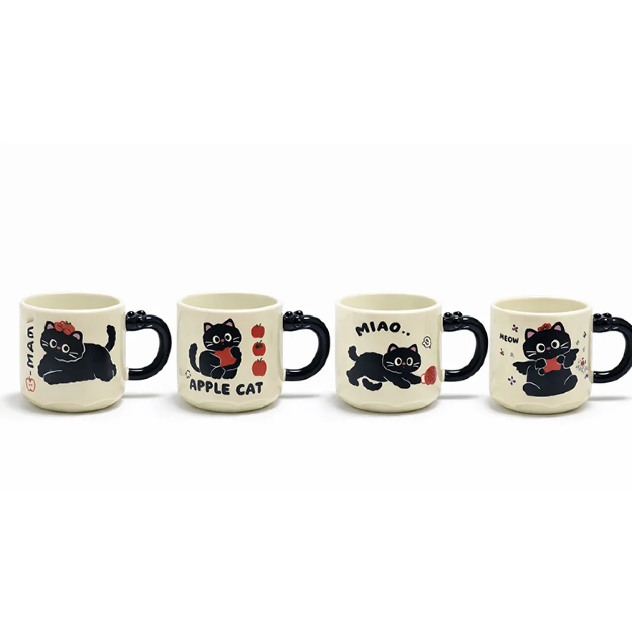 Sevimli Siyah Kedi Temalı 3D Patili Kulp Detaylı Özel Tasarım Seramik Kupa Bardak Sevimli Siyah Kedi Temalı 3D Patili Kulp Detaylı Özel Tasarım Seramik Kupa Bardak