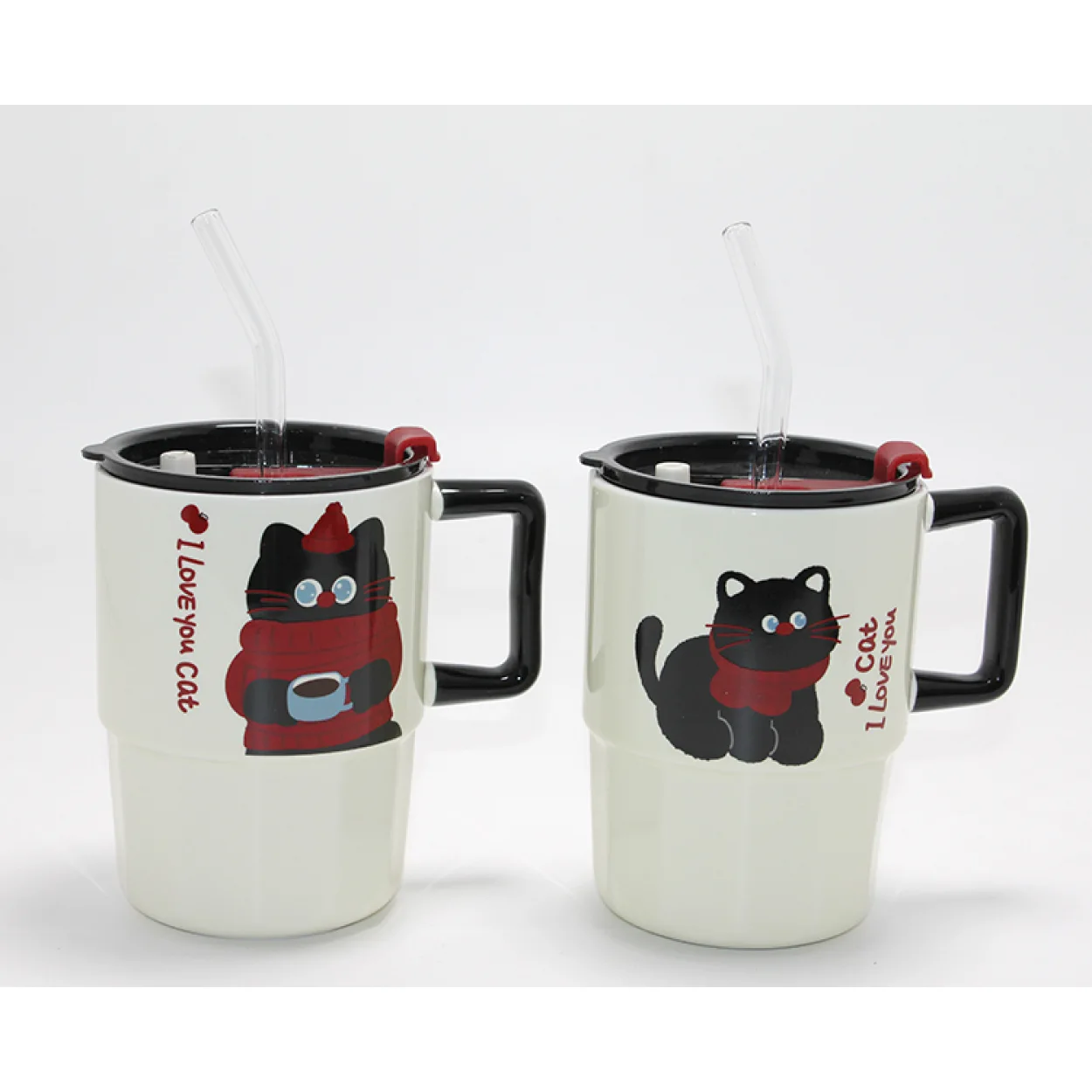 Sevimli Şaşkın Kedi Tasarımlı Pipetli & Kapaklı Porselen Kupa Bardak | Özel İçecek Keyfi Sevimli Şaşkın Kedi Tasarımlı Pipetli & Kapaklı Porselen Kupa Bardak | Özel İçecek Keyfi