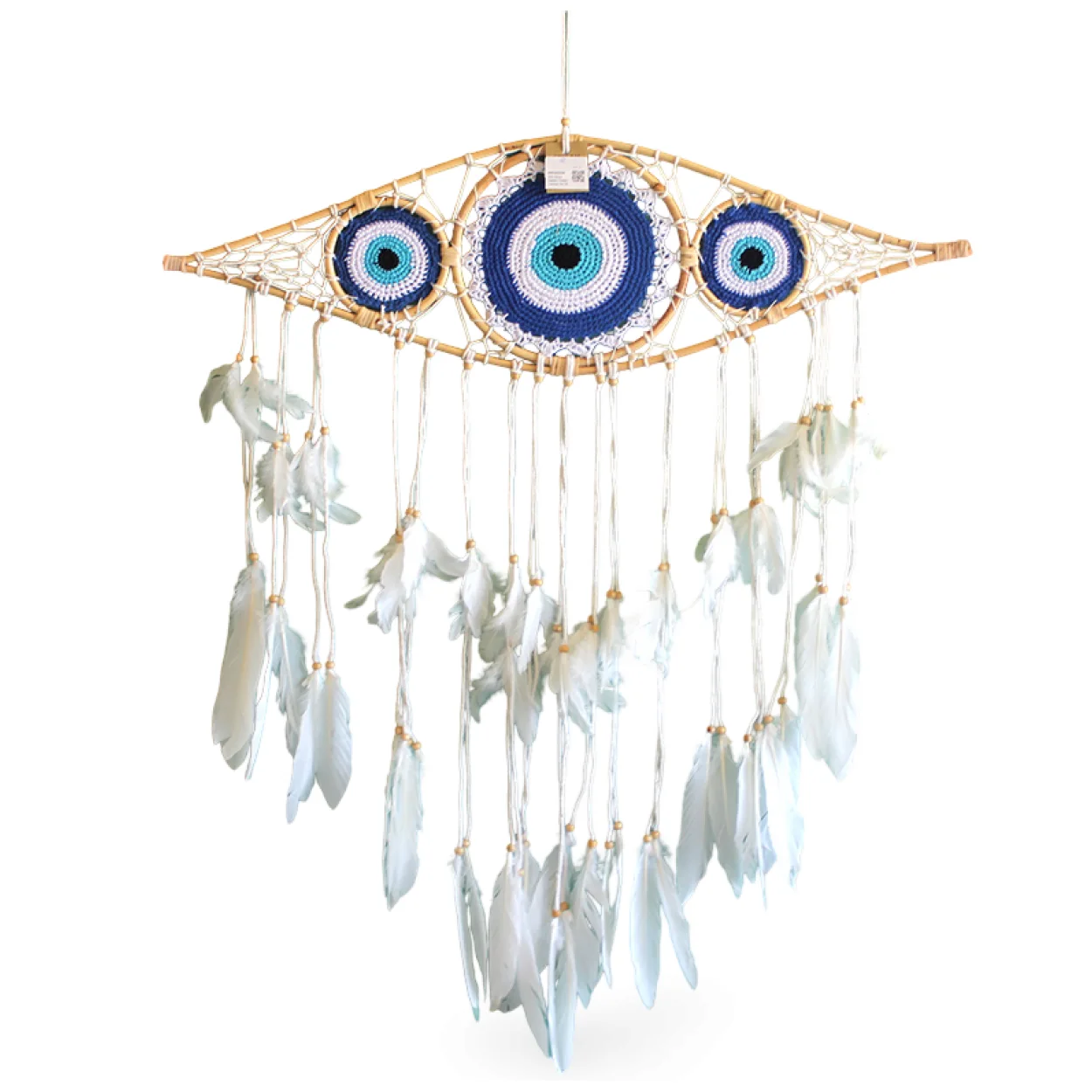 Büyük Boy El Yapımı Nazarlık Göz Tasarımlı Düş Kapanı | Beyaz Tüylü Rüya Kapanı Duvar Dekoru Büyük Boy El Yapımı Nazarlık Göz Tasarımlı Düş Kapanı | Beyaz Tüylü Rüya Kapanı Duvar Dekoru