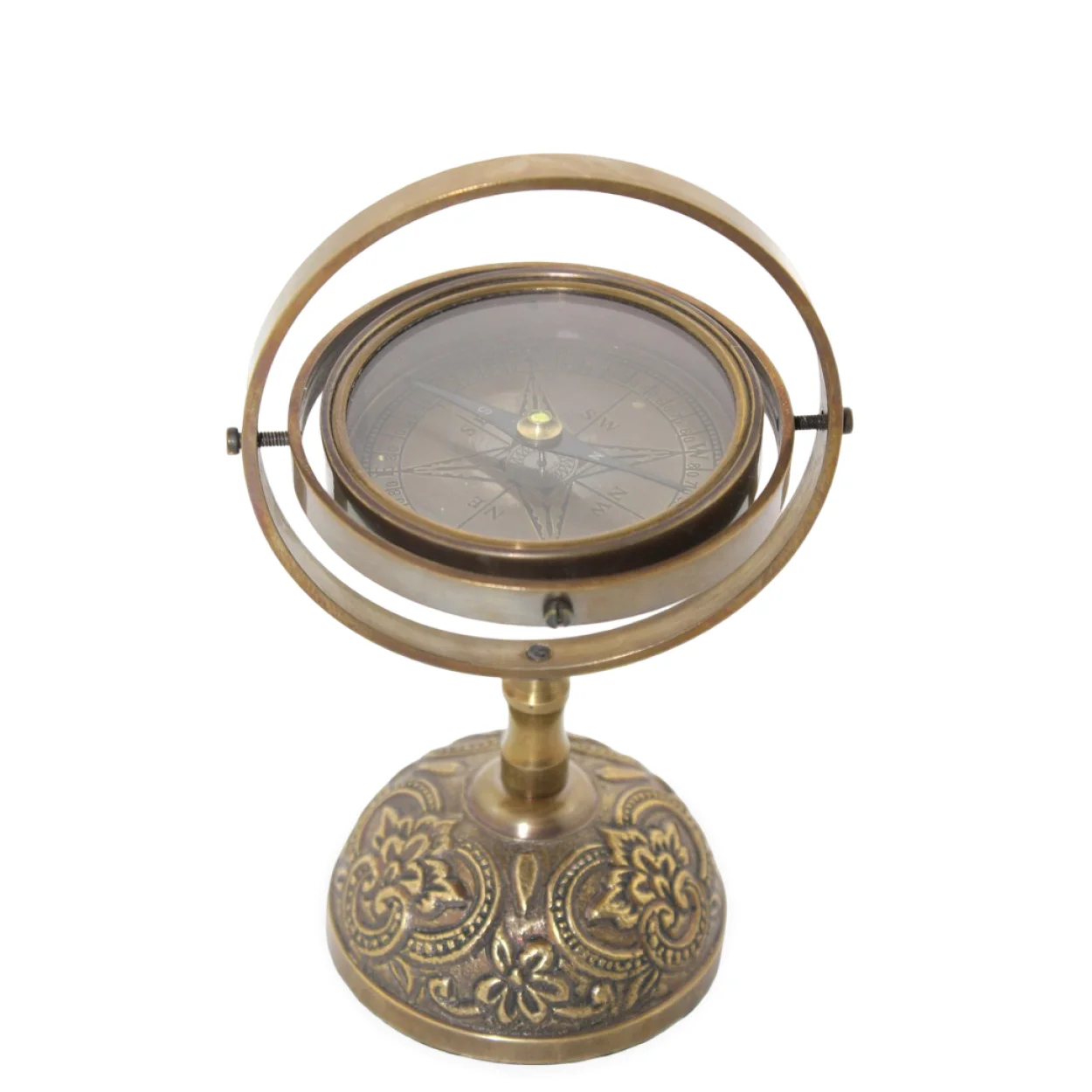Gimbal Mekanizmalı Pirinç Masaüstü Pusula | Vintage Denizci Temalı Ev Ofis Dekoru Gimbal Mekanizmalı Pirinç Masaüstü Pusula | Vintage Denizci Temalı Ev Ofis Dekoru