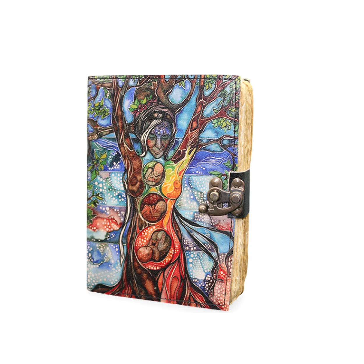 Hayat Ağacı ve Anne Tanrıça Temalı Sanatsal Deri Defter - El Yapımı Özel Günlük Hayat Ağacı ve Anne Tanrıça Temalı Sanatsal Deri Defter - El Yapımı Özel Günlük