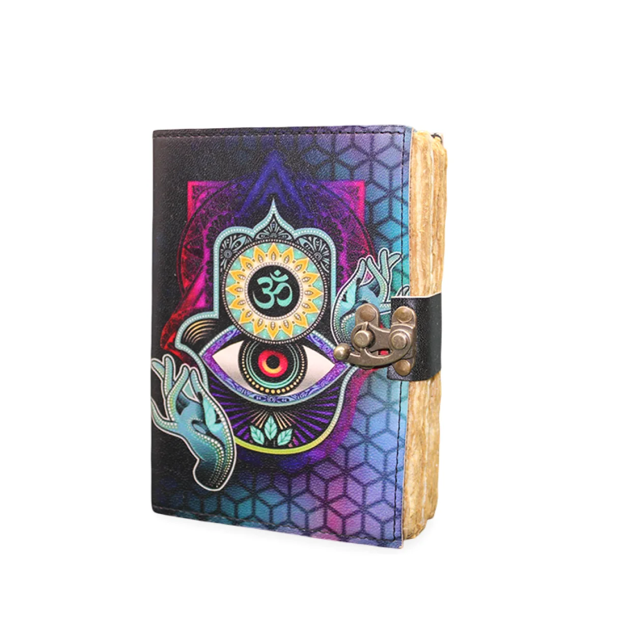 Mistik Hamsa Eli ve Om Sembollü Spiritüel Deri Defter – El Yapımı Görünümlü Ajanda Mistik Hamsa Eli ve Om Sembollü Spiritüel Deri Defter – El Yapımı Görünümlü Ajanda