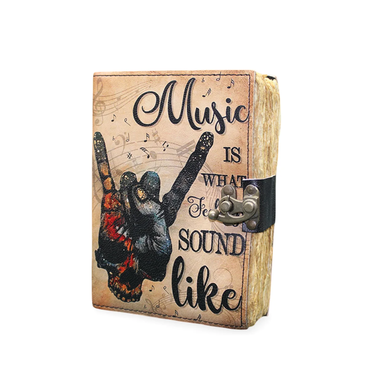 Vintage Rock Temalı Kilitli Deri Defter - Müzik Tutkunlarına Özel El Yapımı Tasarım Vintage Rock Temalı Kilitli Deri Defter - Müzik Tutkunlarına Özel El Yapımı Tasarım