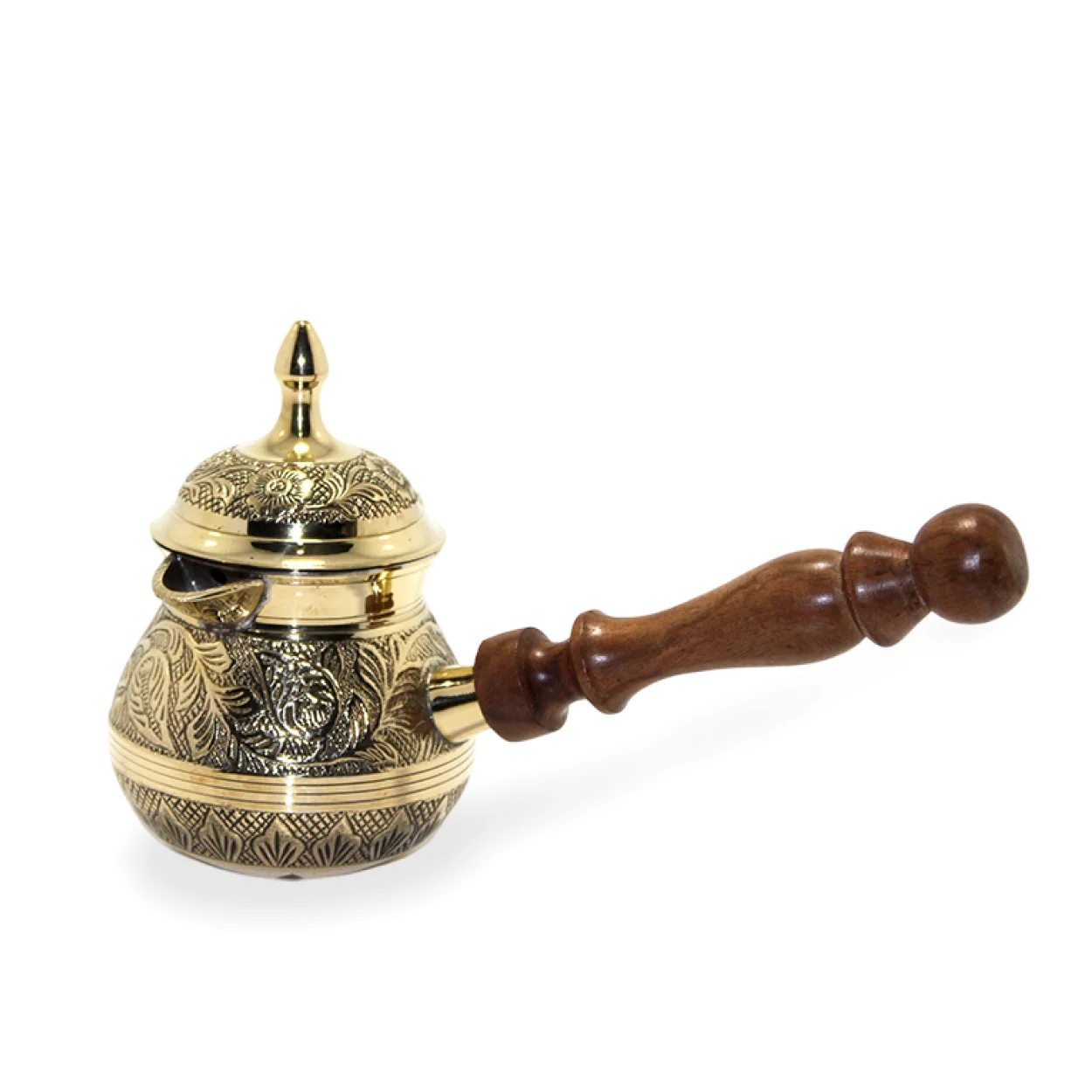 Otantik El Yapımı Pirinç Cezve 5.25 İnç – Geleneksel Türk Kahvesi Deneyimi İçin Ahşap Saplı İbrik Otantik El Yapımı Pirinç Cezve 5.25 İnç – Geleneksel Türk Kahvesi Deneyimi İçin Ahşap Saplı İbrik