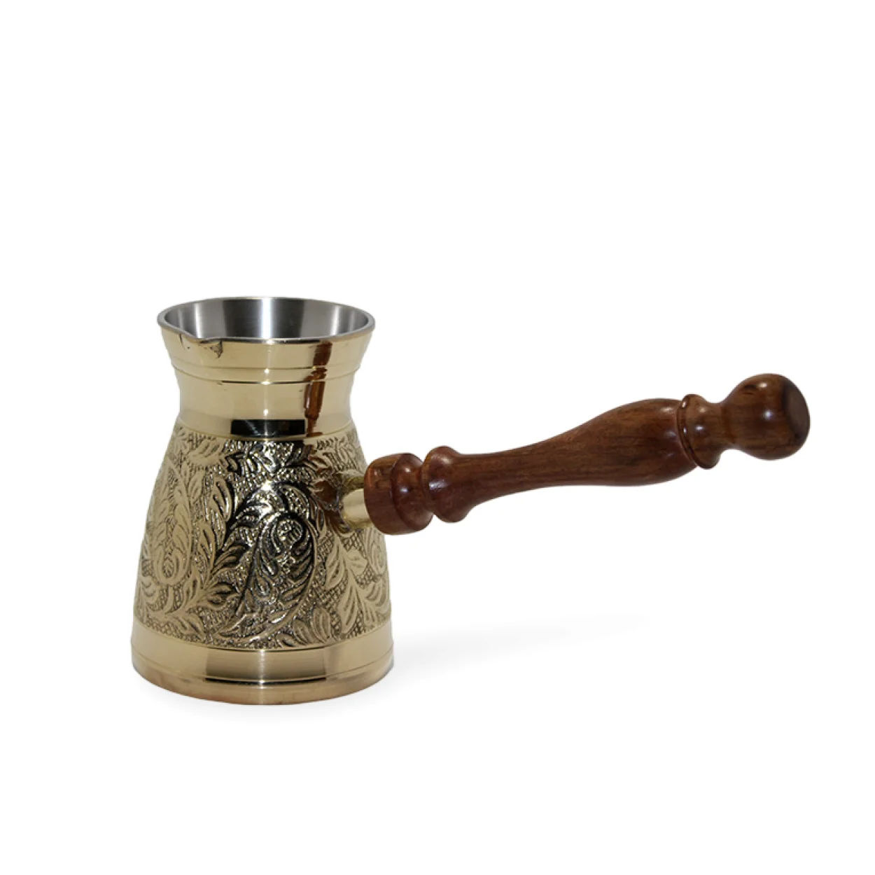 El Oyması İşlemeli Pirinç Cezve 4.75'' İnc - Geleneksel Türk Kahvesi Keyfi İçin Ahşap Saplı Kahve Potu El Oyması İşlemeli Pirinç Cezve 4.75'' İnc - Geleneksel Türk Kahvesi Keyfi İçin Ahşap Saplı Kahve Potu